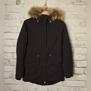 Helly Hansen Women’s XS Black Faux Fur Hood Parka Jacket Winter Coat